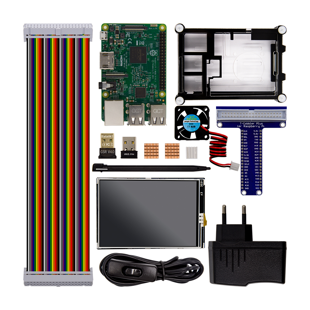   3  B Ÿ ŰƮ +1 ũ ̽ + 2.5A   ġ + USB ̺ +  + GPIO Adapte/Raspberry Pi 3 Model B Starter Kit +1 Acrylic Case +2.5A Power Supply